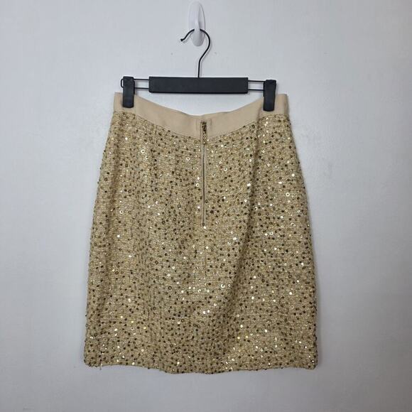 Kate Spade Gold Sequin Pencil Glam Party Going Out Mini‎ Skirt The Rules Size 2 - Picture 2 of 7